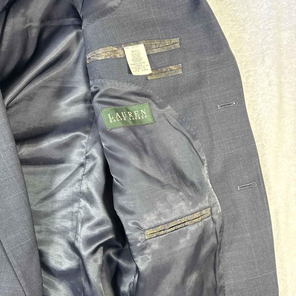 Ralph Lauren Dark Blue Sports Jacket‎ 100% Wool Union Made Canada Vintage 42L